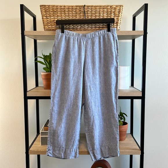J. Jill Pants - J. Jill Linen Pocket Mid-Rise Wide Leg Capri Pants, XS Petite